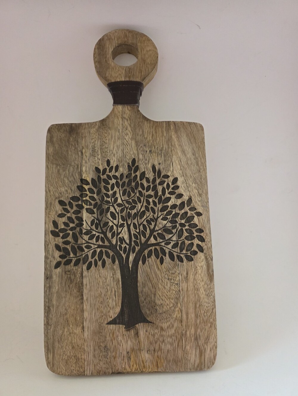 Decorative Wooden Cutting Board with Etched Tree 6 1/2" x 14" Primitive Farmhous